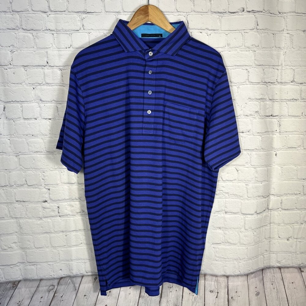 Greyson Polo‎ Shirt Mens XL Purple Golf Short Sleeve Striped Performance Stretch